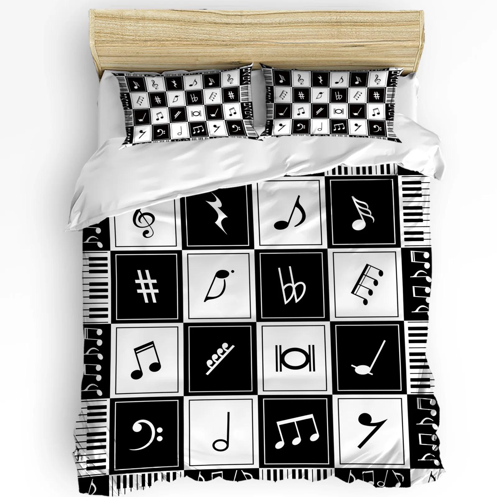 Musc Piano Keys Black White Duvet Cover Bed Bedding Set Home Textile Quilt Cover Pillowcases Bedroom Double Bedding